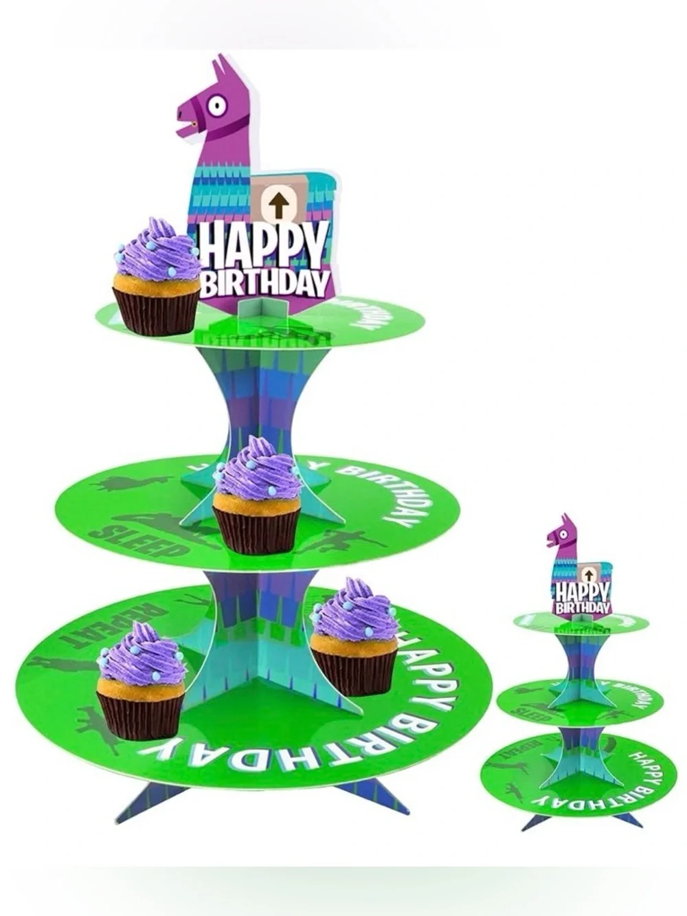 Fortnite-Themed Cupcake Stand & Party Decoration Swirls Set